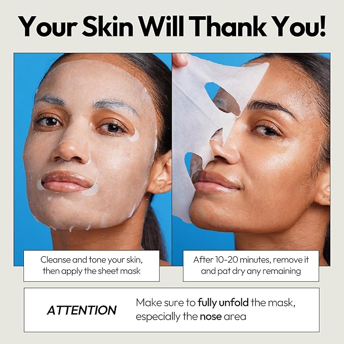 LAPCOS Seaweed Sheet Mask, Daily Face Mask with Hyaluronic Acid to Smooth and Purify Skin, Korean Beauty Favorite, 5-Pack