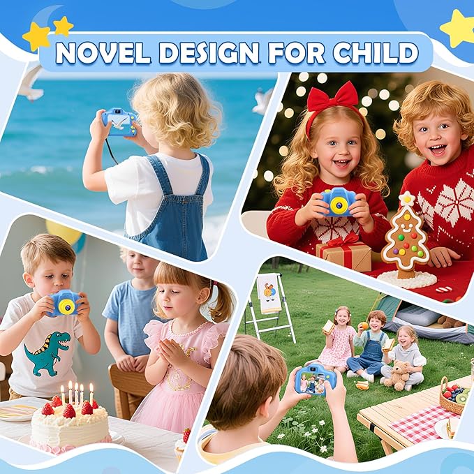 Desuccus Kids Camera Toys Christmas Birthday Gifts for Boys and Girls Kids Toys 3 4 5 6 7 8 9 Year Old HD Digital Video Camera for Toddler with 32GB SD Card (Blue)