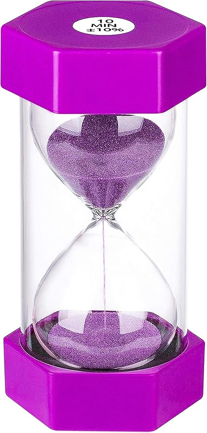 SuLiao Sand Timer 10 Minute Hourglass: Plastic Sand Clock,Small Purple Sand Watch 10 Min,Reloj De Arena,Hour Glass Colorful Sandglass Timer for Kids, Games, Classroom, Kitchen, Decor