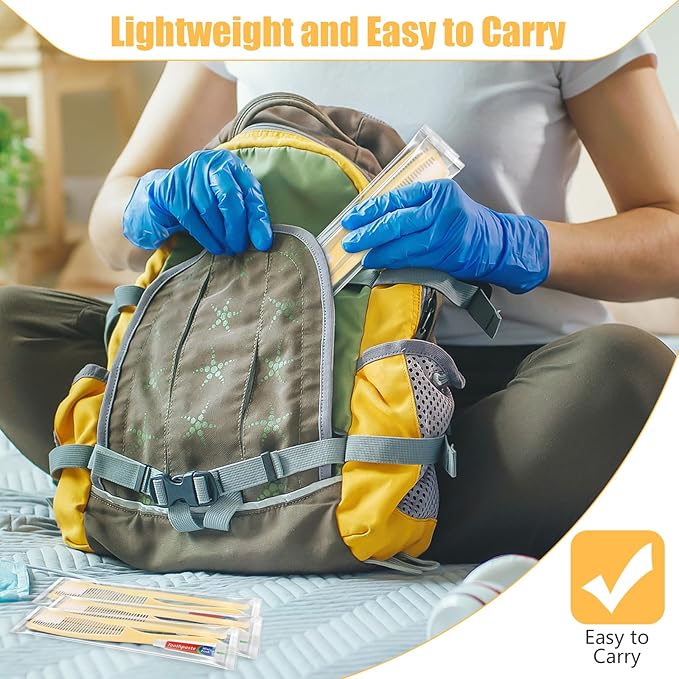 NICEMOVIC 200 Pack Disposable Toothbrushes Bulk with Toothpaste and Comb Travel Size Toothpaste Set Homeless Care Package Supplies Bulk for Individually Wrapped Disposable Travel Hotel Charity, Yellow