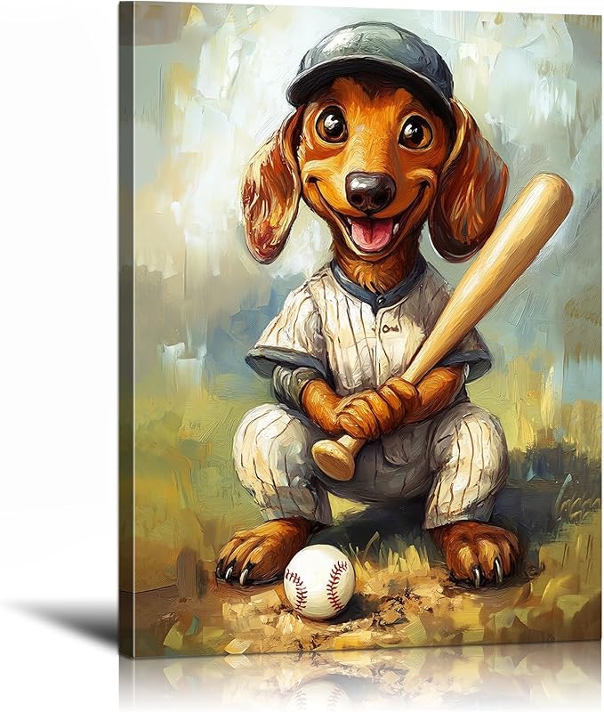YOUHONG Animal Posters Animal Pictures Wall Decor Dog Wall Art with Built-in Wooden Frame - Sports Poster Dog Pictures for Bedroom & Living Room Decor Easy Hanging (12x15.7 Inches)