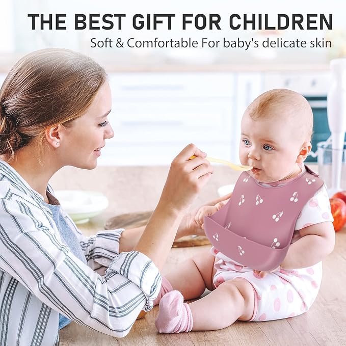 ME.FAN Silicone Baby Bibs for Babies & Toddlers | Adjustable Silicone Bibs Set of 2