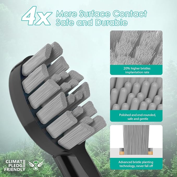 Replacement Heads for Water pik Sonic Fusion 2.0, Extra-Large Size Flossing Toothbrush Head fit for Water pik SF-01 SF-02 SF-03 SF-04 (Black, 5 Count)