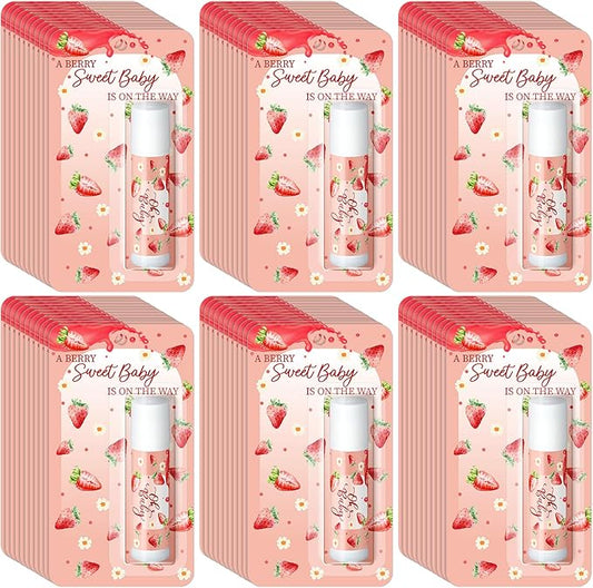 30 Pack Christmas Sweet Strawberry Baby Shower Games Prizes Party Gifts Bulk Lip Balms Favors for Winners Adults Guests Gender Reveal Favors Decorations Baby Shower Souvenirs Stocking Stuffers