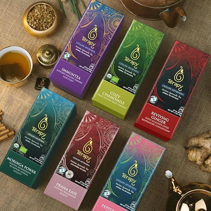 Térapy Ceylon Peppermint Tea | All Natural Herbal Ingredients | 100% Organic Peppermint Tea Bags Individually Wrapped | Eco-friendly & Unbleached Herbal Tea Bags | 20 Count