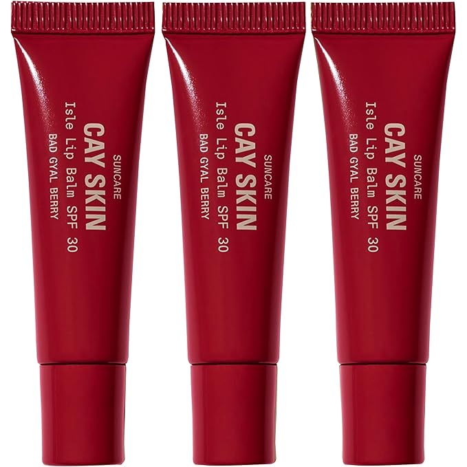 Cay Skin Isle Lip Balm SPF 30 – High Shine, Hydrating + Sheer Lip Gloss in Vanilla Brown Sugar Flavor – Formulated with Natural Ingredients for All Skin Tones – 3-Pack, Bad Gyal Berry, 1.05 oz