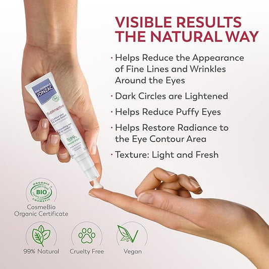 Eau Thermale Jonzac Sublimactive Organic Anti-Aging Eye & Lip Contour Cream - Reduces Fine Lines and Puffy Eyes - Dark Circles Reduced - Natural Skin Care - 0.5 fl oz