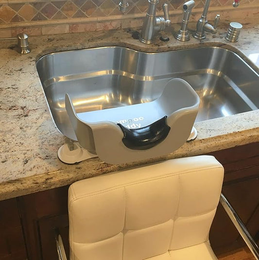 Shampoo Buddy Portable Hair Wash Basin for Children, Toddlers, Kids, Teens | Portable Shampoo Bowl for use on Bathtub or Sink (Light Grey)