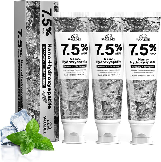 Woadee Hydroxyapatite Toothpaste for Advanced Enamel Protection-Tooth Strengthening, Fluoride-Free Fluoride for Adult, Kids Free Formula with Gentle Mint, Fresh Breath, Reduce Tooth Sensitivity 3pcs