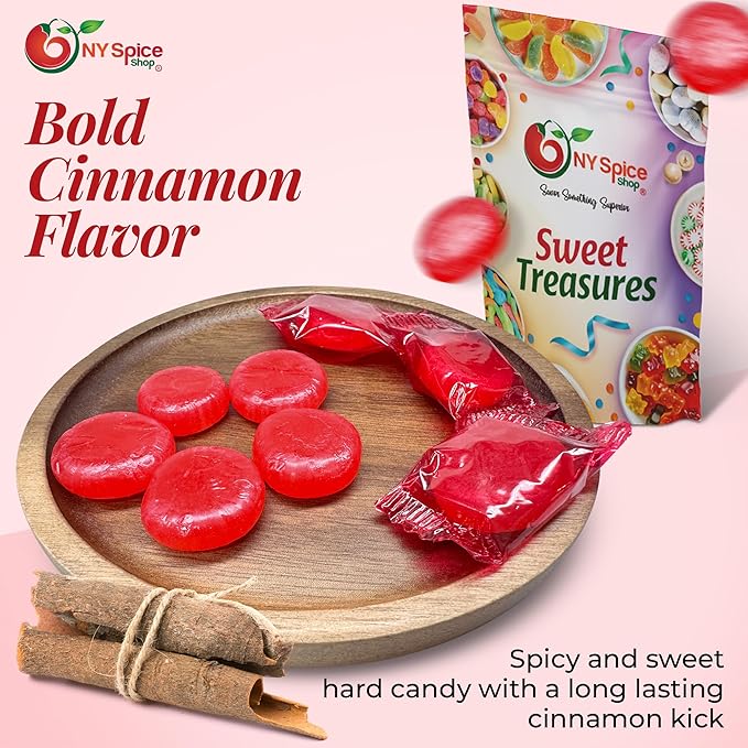 NY Spice Shop Cinnamon Discs Candy - 1 Pound Red Cinnamon Individually Wrapped & Sealed Hard Candy - Classic Spicy Sweets Old Fashioned Red Candies for Party Decorations
