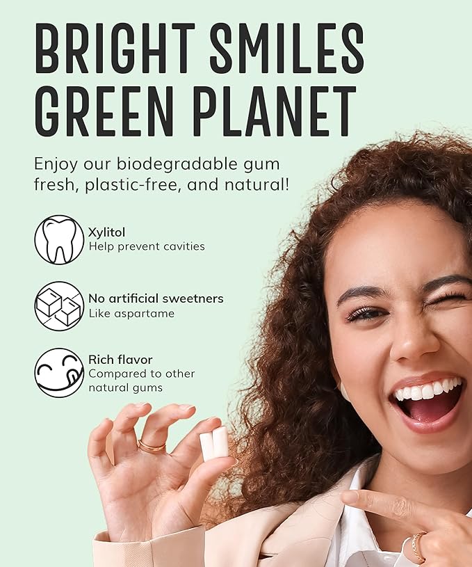 Sugar Free Natural Chewing Gum (84 Pcs) - Xylitol Gum with Stevia - Aspartame Free - All Natural Gum - Vegan, Gluten Free Keto - Wintergreen