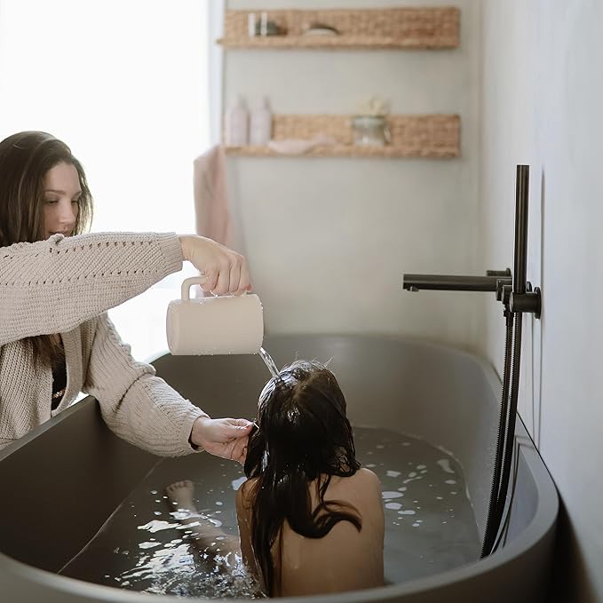 mushie Baby Bath Rinse Cup | 100% Food Grade Silicone | Shampoo & Body Washing Rinser Cup For Kids (Natural)