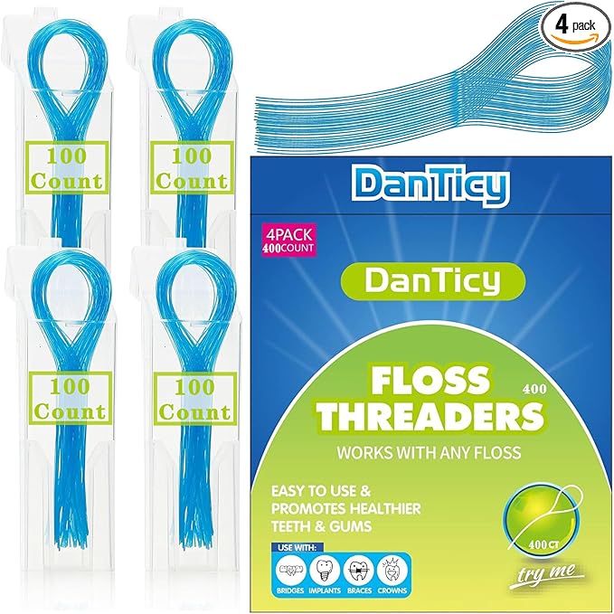 Floss Threaders Dental Floss Threader for Braces Bridges 400PCS(4Pack)