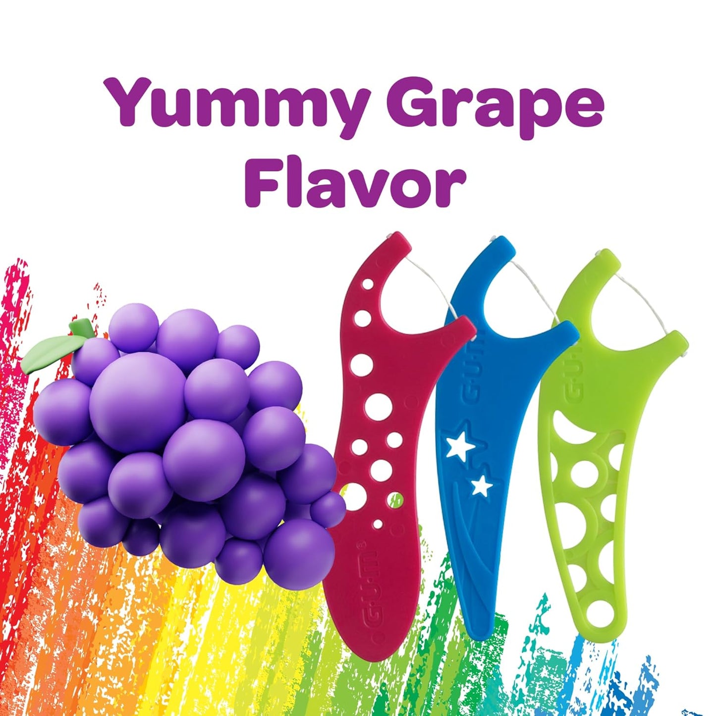 GUM Crayola Kids Flossers with Fluoride - Designed for Little Hands - Fun Grape Flavor - Easy to Use Kids Floss Picks for Children Ages 3+, 40 Count (Pack of 6)