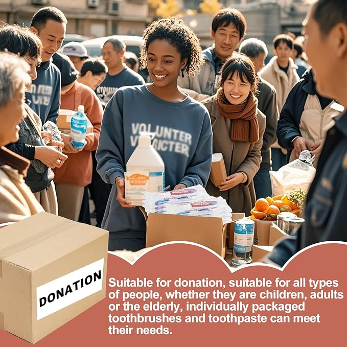 Disposable Toothbrushes with 45 Grams Toothpaste Individually Wrapped, Travel Kit Whit Plastic Zip Bag,Toothbrush Head Cover, Bulk Toothbrush for Homeless,Travel,Shelter,Air Bnb,Hotel,Guest (100)