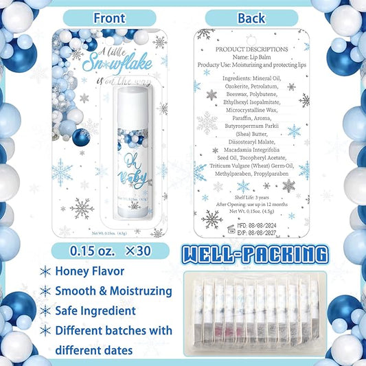 30 Pack a Little Snowflake Baby Shower Games Prizes Party Gifts Bulk Lip Balms Favors for Winners Adults Guests Gender Reveal Favors Decorations Baby Shower Souvenirs Gift Bags Stuffers
