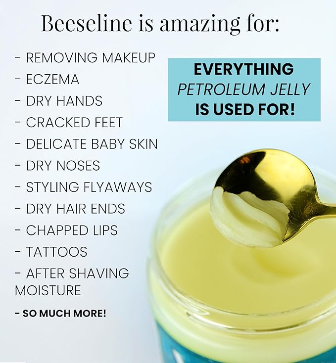 Beesalene Original Unpetroleum - 100% Natural & Hypoallergenic Alternative to Petroleum Jelly - Lips, Hands, Baby, Makeup Remover and More (Glass Jar) (4 oz)