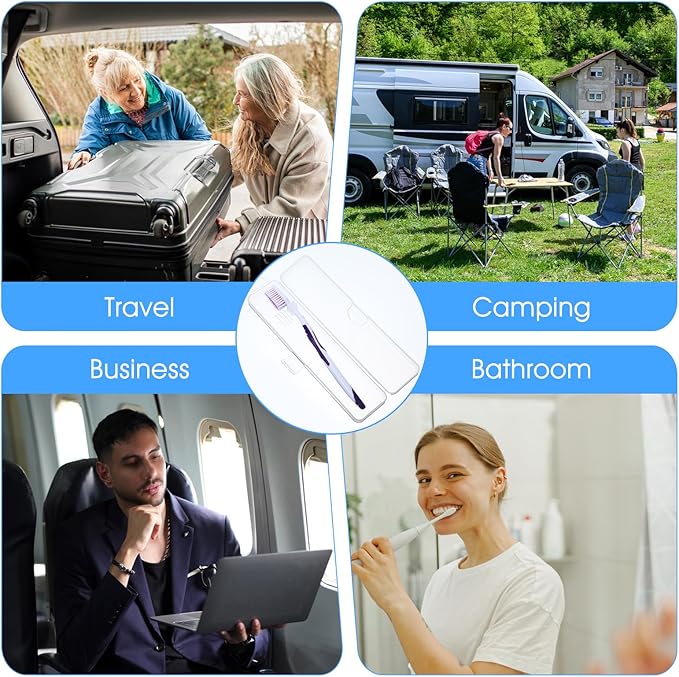 Transparent Toothbrush Travel Case 2 Pack Toothbrush Case Holder Portable Plastic Clear Travel Size and Toothpaste Storage Container Hard Plastic Carrying Box with Hook for Traveling