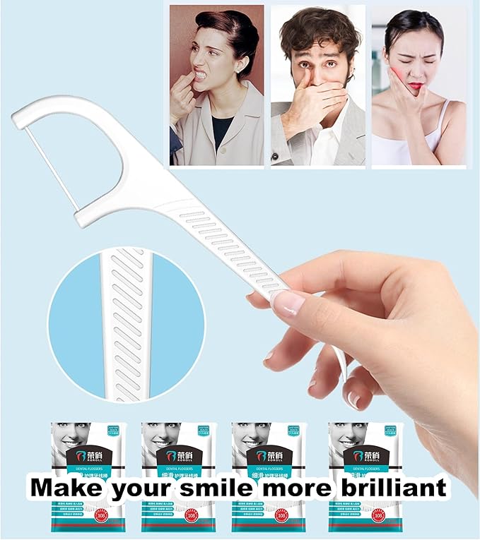 Dental Floss Picks - 4 Packs, 108pcs/bag, Bulk Flossing Picks for Adults - Portable Refillable Toothpick - Unflavored, Soft Plastic - Ideal for Braces - Dental Flosser and Toothpick Combo!