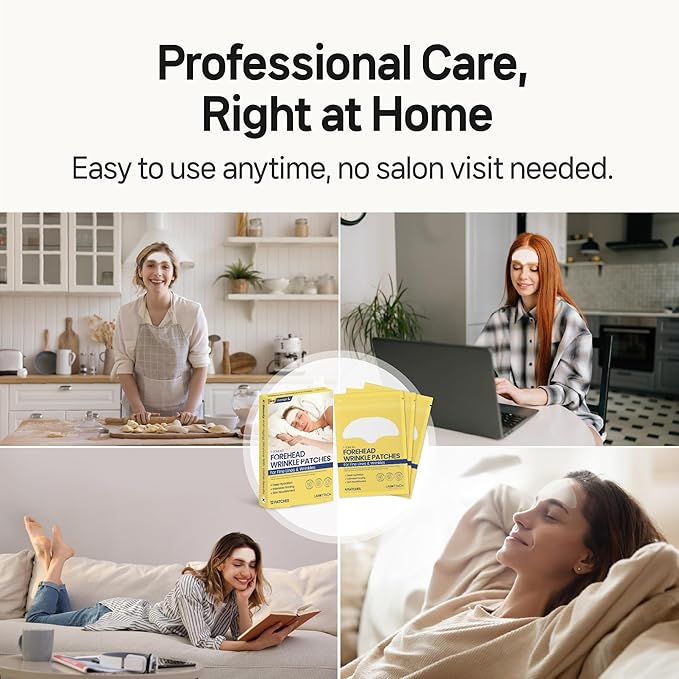 Labottach Forehead Wrinkle Patches Overnight 12ct Korean Hydrogel Anti Wrinkle Patches with Collagen and Vitamin E for Forehead Wrinkles and Frown Lines