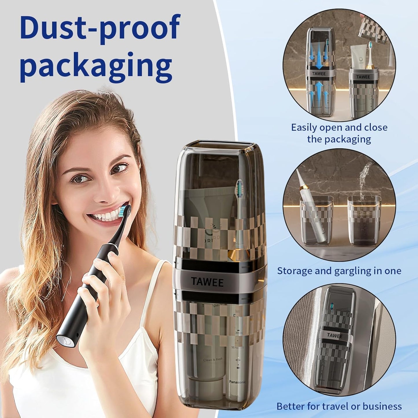 TAWEE Electric Toothbrush Replacement Heads Compatible with Philips Sonicare Click-On Handles Medium Soft End-Rounded Bristles for Plaque Control Travel case10 Pack