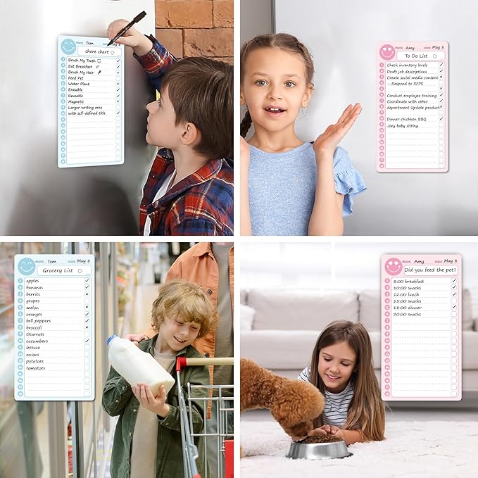 JJPRO Magnetic Reward Chart for Kids with Smiley Faces Reward Jars- 10" x5.5“ Reward Chore Chart for Toddlers,Daily Checklist for Kids,Behavior Chart List Board-Blue&Pink