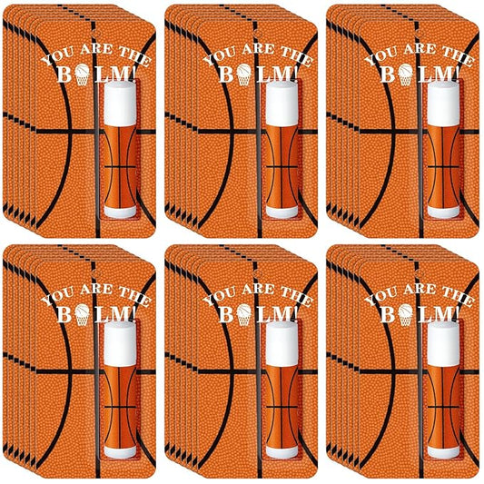 Loopeer 35 Pack Christmas Gifts Basketball Lip Balm Bulk Natural Moisturizing Lipstick Set Basketball Party Favors Sports Gift for Team Teen Adults Birthday Party Game Decorations Supplies