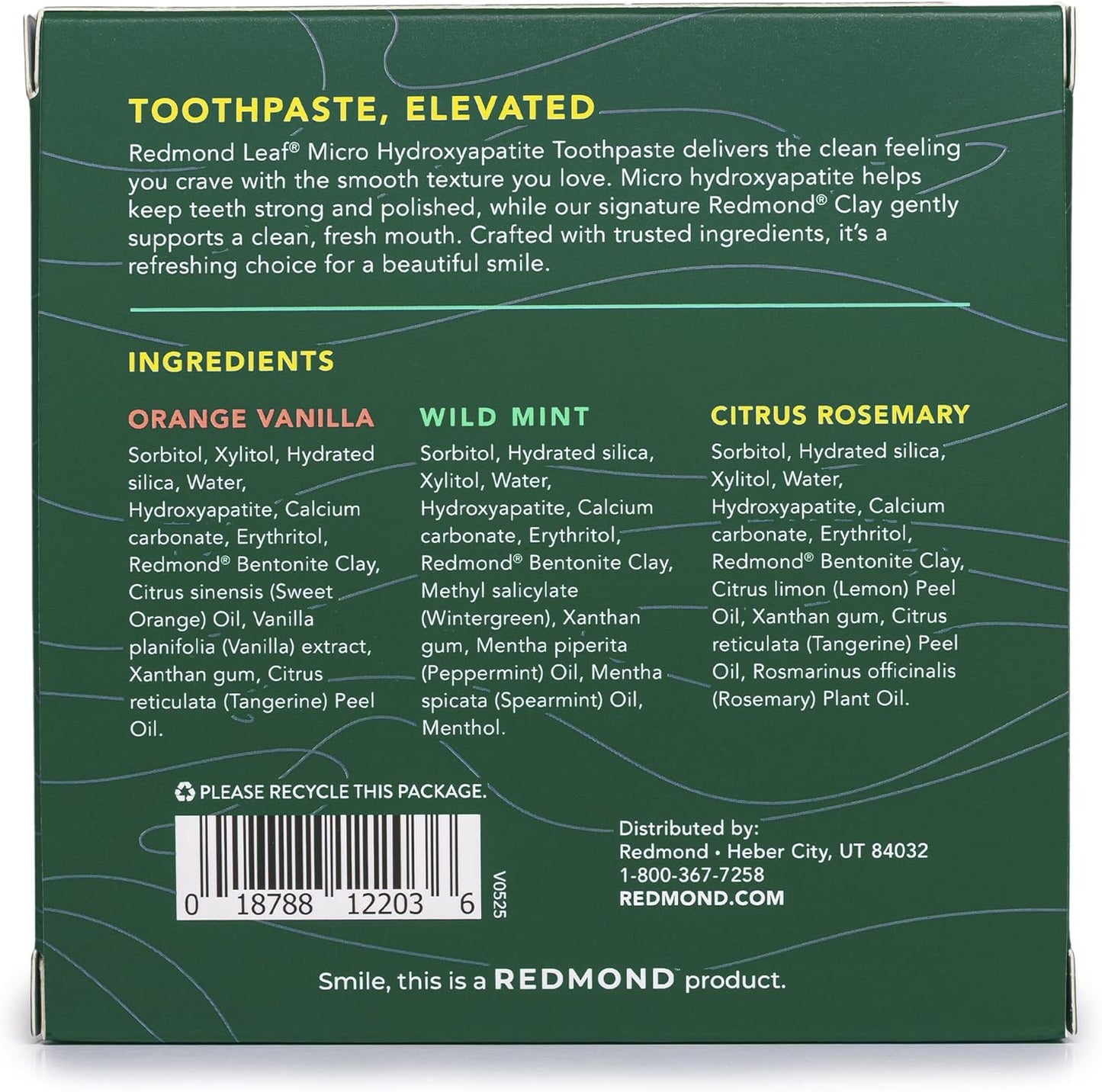 REDMOND Leaf Micro Hydroxyapatite Toothpaste Tube (Variety Pack)