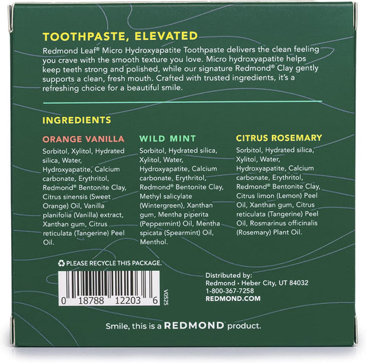 REDMOND Leaf Micro Hydroxyapatite Toothpaste Tube (Variety Pack)