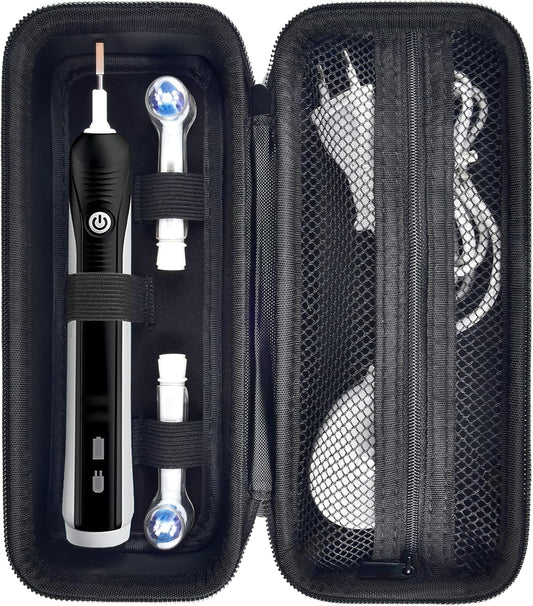 Toothbrush Travel Case Compatible with Oral-B Pro 1000, 2000, 3000, 3500, 1500/ for Philips Sonicare ProtectiveClean 4100 5100 Electric Toothbrush with Mesh Pocket for Accessories - Black (Bag Only)