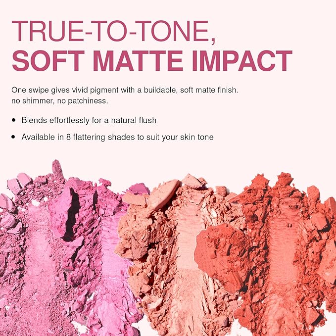 Palladio Matte Blush, Brushes onto Cheeks Smoothly, Soft Matte Look and Even Finish, Flawless Velvety Coverage, Effortless Blending Makeup, Flatters the Face, Convenient Compact, Poised