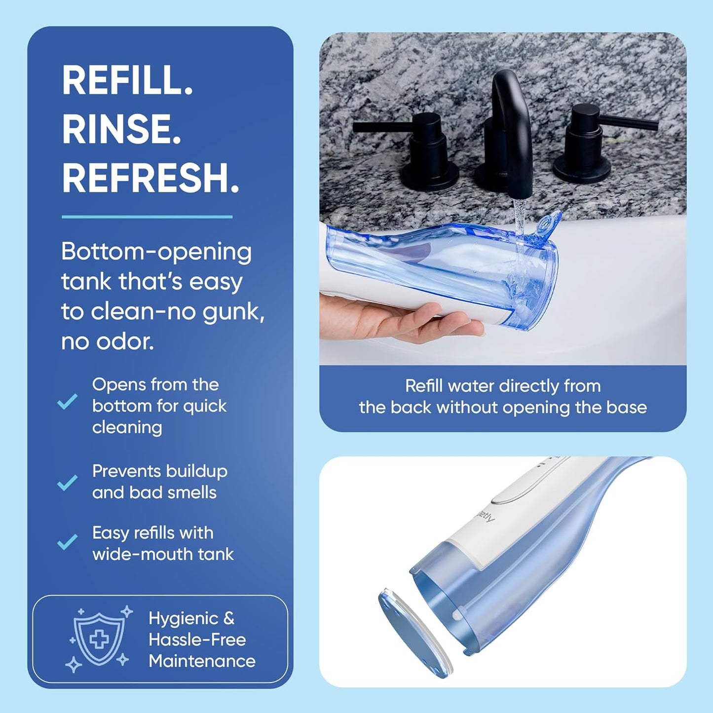 Water Dental Flosser Teeth Pick Cleaner: Travel Cordless Oral Irrigator 300ML Capacity Portable Rechargeable IPX7 Waterproof Electric Flossing Machine for Teeth Cleaning (White)