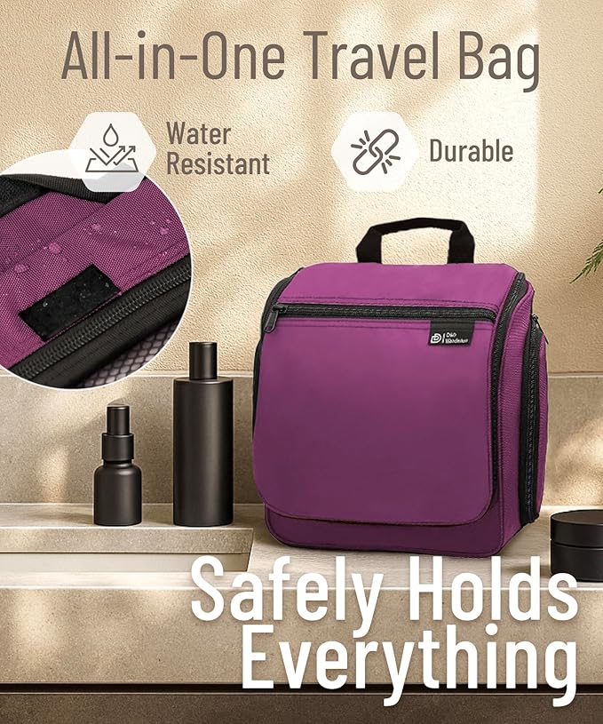 DD D&D Wanderlust D&D Hanging Travel Toiletry Bag for Men and Women – Cosmetics, Makeup and Toiletries Organizer Kit with 10 Compartments