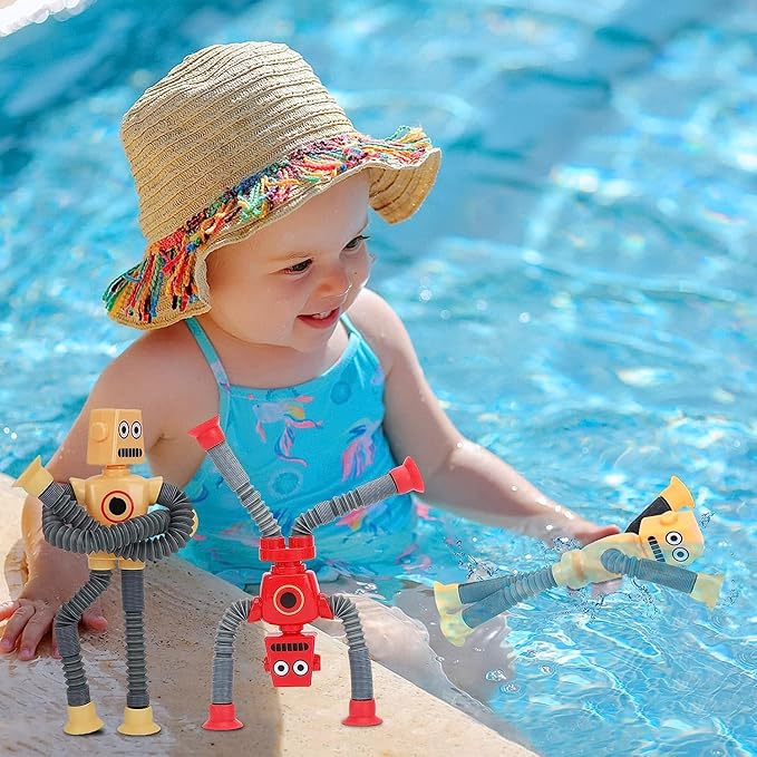 Limpskys 4Pcs Suction Cup Robot Toy,Robot Toys for Kids 3-5 5-7,Autism Sensory Products,Toys for Ages 5-7,Sensory Toys for Kids with Autism