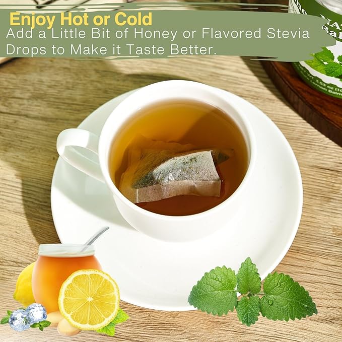 Lemon Balm Tea Bags – 50 Count | Dried Lemon Balm Leaves for Relaxation & Sleep | Calming Herbal Tea | Caffeine-Free