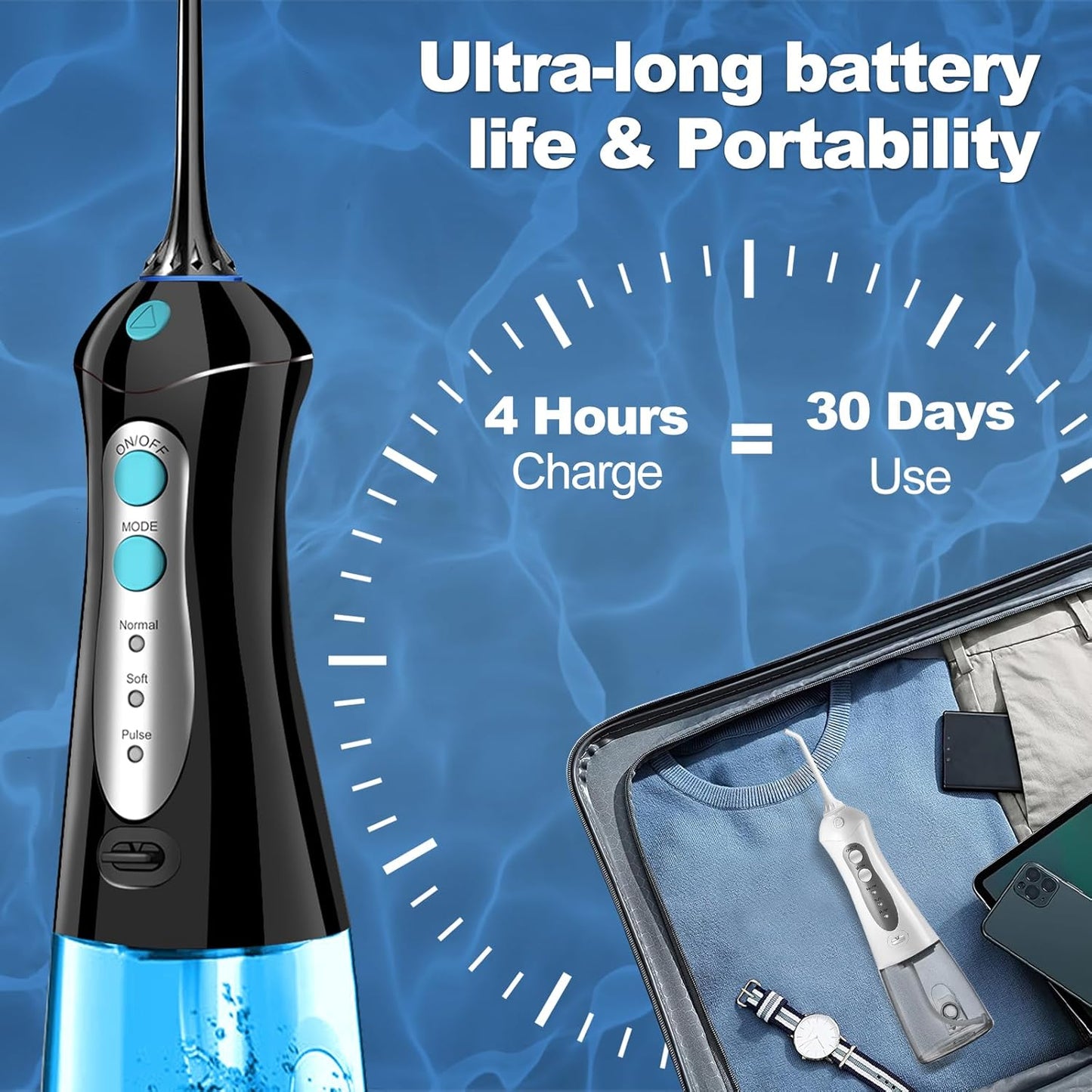 Travel Water Flosser Cordless for Teeth: Adults Dental Oral Irrigator for Braces Portable Flossers Cleaning Picks