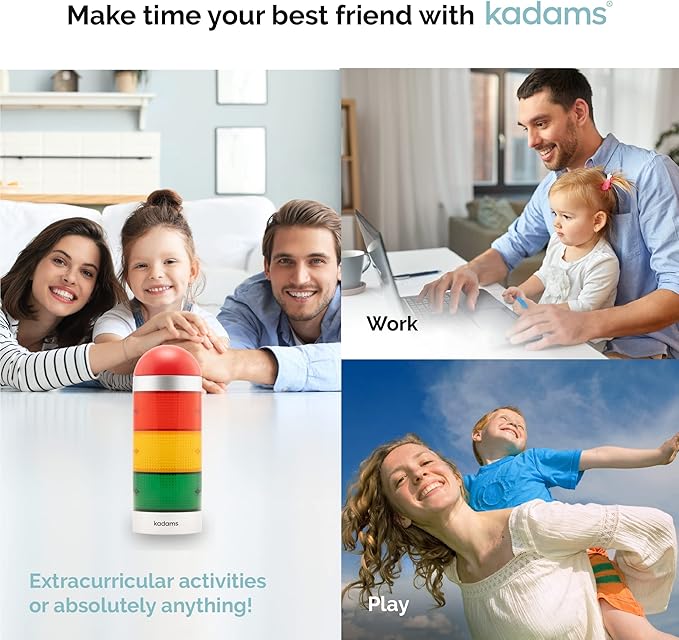 KADAMS Visual Timer for Kids with Audio Pre-Alarm - Traffic Light Alarm for Kids Toddler Teachers Classroom Home Time Management Tool 24hr Countdown Pause Memory Function, Silver