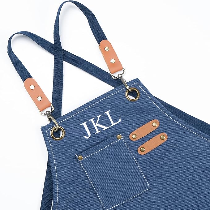 MT WORLD Kids Canvas Apron Personalized Toddler Apron for Boys Adjustable Denim Aprons for Cooking Baking Gardening Painting