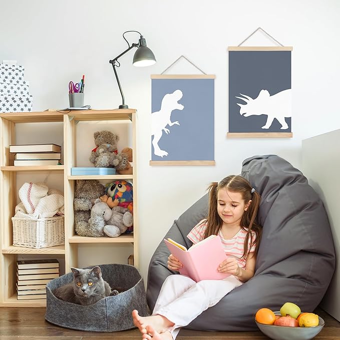 FDHSPAAM Dinosaur Nursery Wall Art Decor, Dinosaur Decor Boys Room, Minimalist Blue Dino Animals Wall Art Posters for Nursery Home Kids Bedroom Playroom, 12x16 Inch Set of 2
