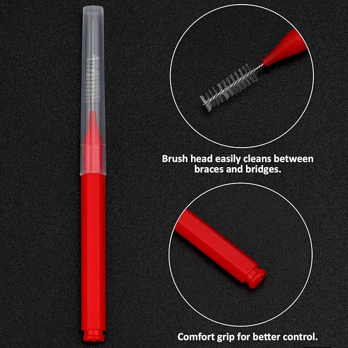 Patelai 100 Pieces Braces Brush for Cleaner Interdental Brush Toothpick Dental Tooth Flossing Head Oral Dental Hygiene Flosser Toothpick Cleaners Tooth Cleaning Tool(Classic Colors,Assorted Sizes)