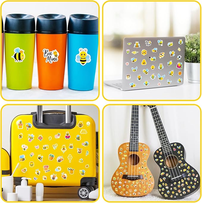 Bumble Bee Stickers Summer Spring Happy Honey Bee Decal Sticker 660 Counts Party Cute Gifts Goodie Bags Decor Game Rewards Birthday Party Favors Water Bottle Sticker Laptop Invitation Decor