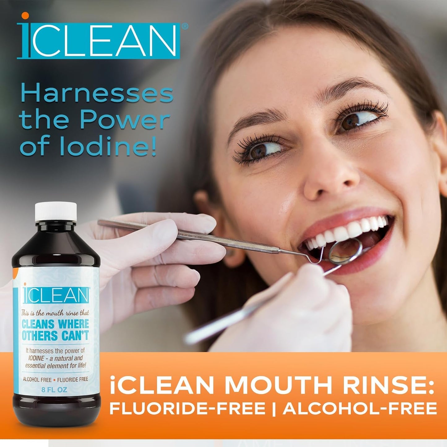 iCLEAN Mouthwash - Fluoride & Alcohol-Free Rinse | Harness The Power of Iodine | Molecular Iodine Mouth Rinse for Clean Oral Care | Gargle for Bad Breath & Oral Wellness | Cleans Where Others Can't