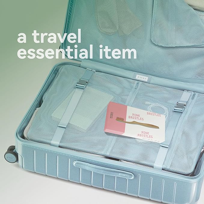 Bamboo Toothbrushes for Adults, BPA Free Bristles, Medium Soft, 5 PCS Bamboo Toothbrush for Dental Hygiene, Gum Care, Compostable, Eco Friendly, Compostable and Sustainable (Pink)