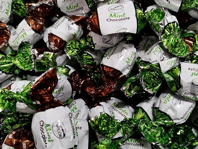 Chocolate Filled Mint Hard Candy - 2 lbs of Decadent Creamy Chocolate Filled Icy Mint Coolness Individually Wrapped Candies