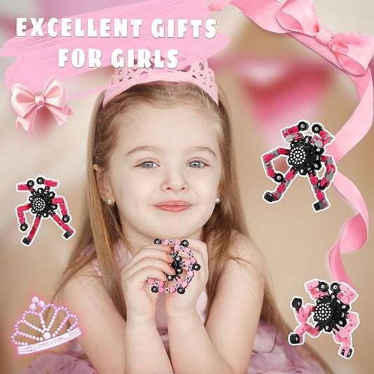 Fidget Toys for Girls, Birthday Gifts for 4 5 6 7 8 9 10 11 12 Year Old Girls Boys, Pink Transformable Fidget Spinners for Kids, Stocking Stuffers for Kids Adults Party Favors Toy