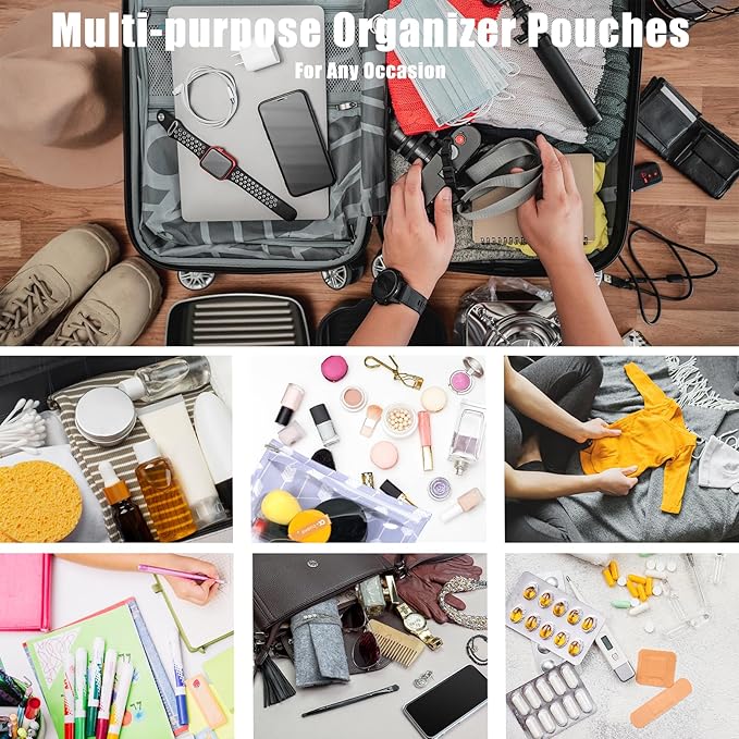 TSA Approved Toiletry Bag, Set of 3 Clear Travel Toiletry Bag Quart Size Zipper Travel Pouch, Waterproof Makeup Cosmetic Bag for Women Men Kids Toiletries Carry on, Arrow B