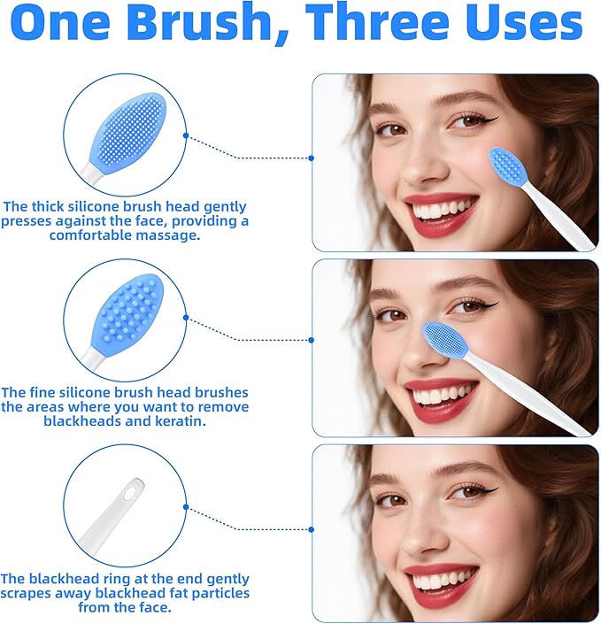 10pcs Lip Scrub Brush,Lip Scrubber Exfoliator with Silicone Facial Cleansing Brush,Double-Sided Silicone Lip Exfoliating Tool,Nose Clean Blackhead Removal for Smooth,Soft,Bright,and Healthy Lips