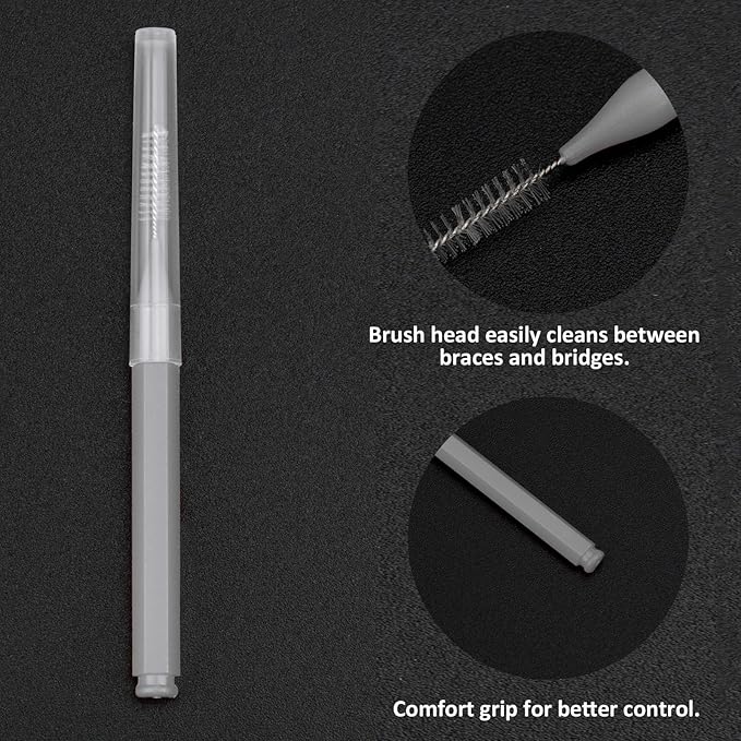 Patelai 100 Pieces Braces Brush for Cleaner Interdental Brush Toothpick Dental Tooth Flossing Head Oral Dental Hygiene Flosser Toothpick Cleaners Tooth Cleaning Tool(Pink, Grey,Ideal Size)