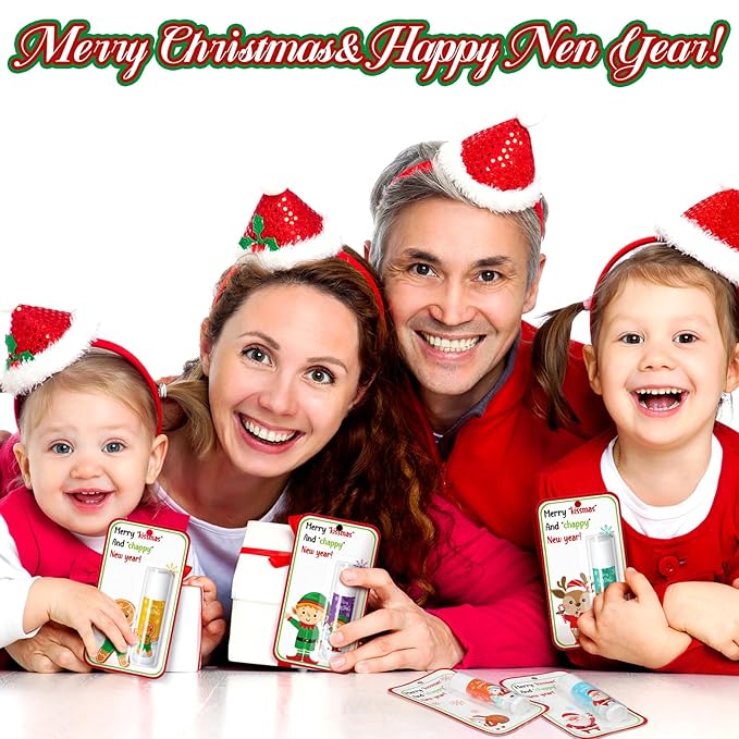 120 Pack Christmas Lip Balms Bulk Christmas Party Gifts Favors Stocking Stuffers Holiday Lip Balms Employee Staff Team Appreciation Gifts Thank You for Teacher Coworkers (Cute)