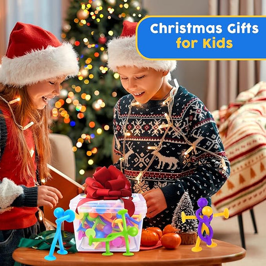 OleOletOy Suction Fidget Toys for Kids: 21 Pack Suction Cup People Toys - Fidget Toys Bulk Treasure Box Toys for Kids Autism School Classroom Calming - Prizes for Stocking Stuffers Party Favors Gifts